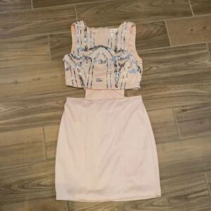 Light pink with sequin fitted dress size 9